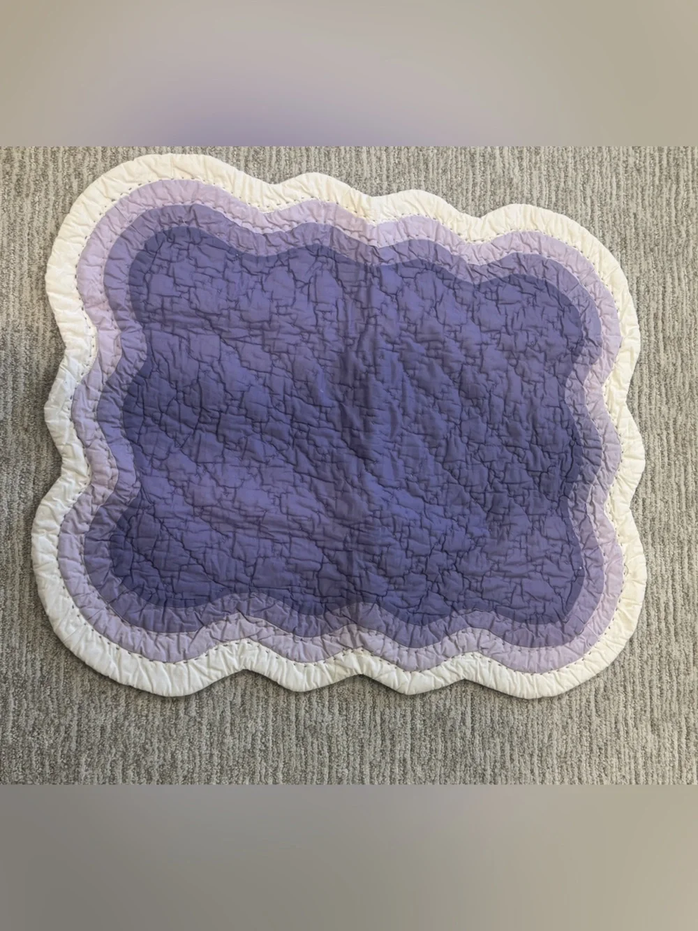 Pottery Barn Kids Lavender and Cream Scalloped Quilted Pillow Sham